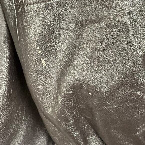 Vintage Irvine Park Genuine Leather Bomber Jacket Brown Full Zip Button Closure - Picture 12 of 14
